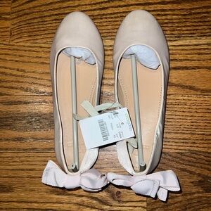 J.CREW GIRLS' SATIN BOW-BACK BALLET FLATS size 3 NWT soft pink